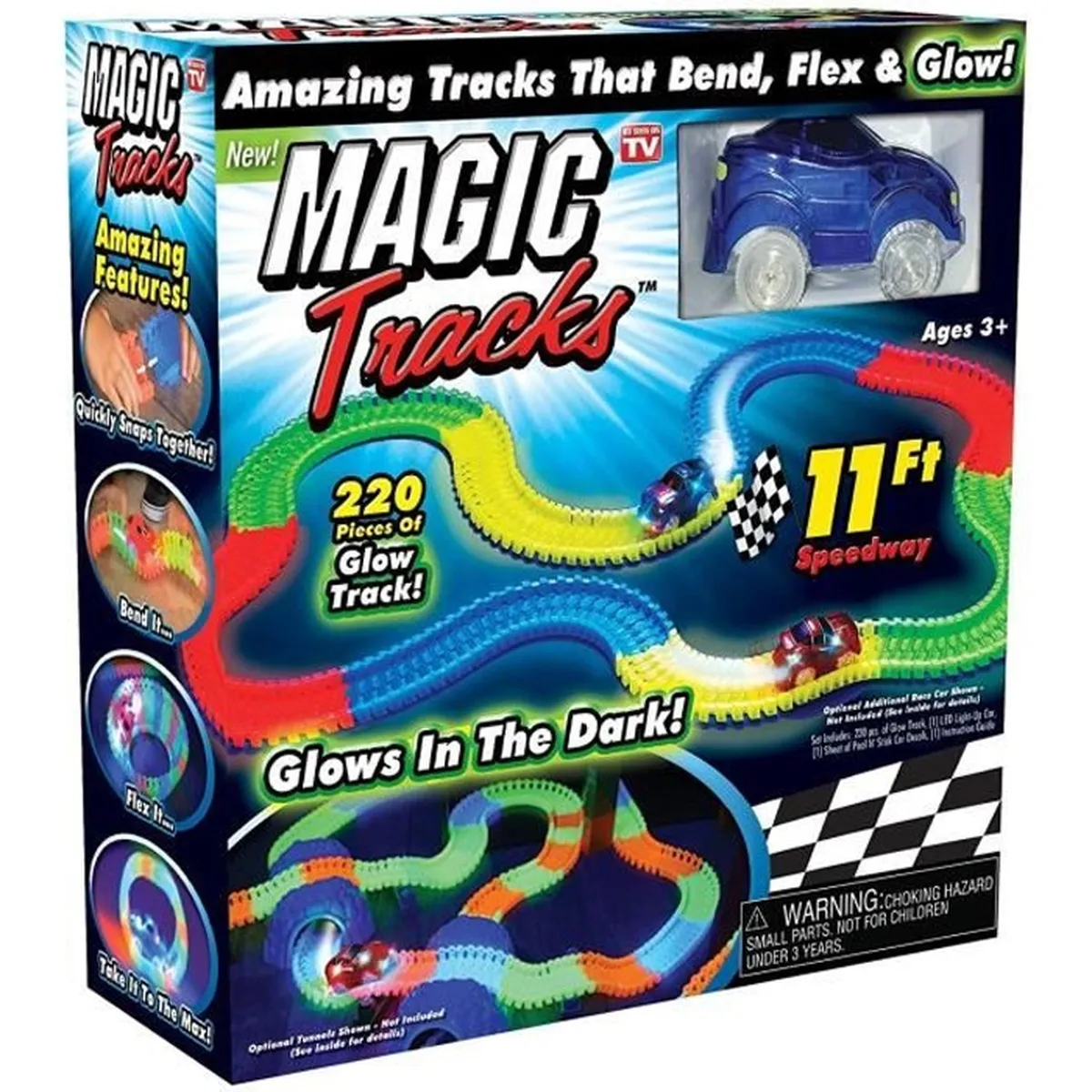 MAGIC TRACKS Le circuit incroyablement amusant et modulable qui brille dans  le noir + 1 Voiture